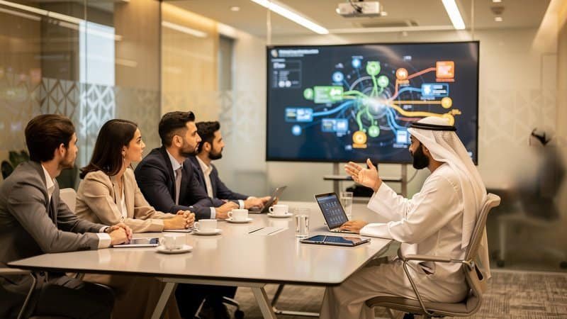 Jood Alliance consultant presenting ERP strategy to Saudi enterprise team